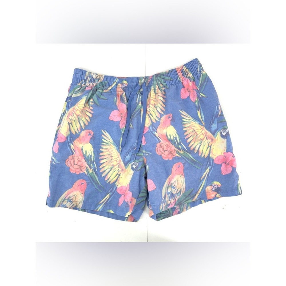Chubbies Blue Tropical Parrot Print Swim Trunks L men's